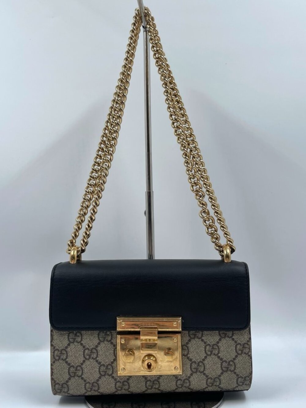 Gucci Padlock Small Shoulder Bag in GG Supreme Canvas Ebony